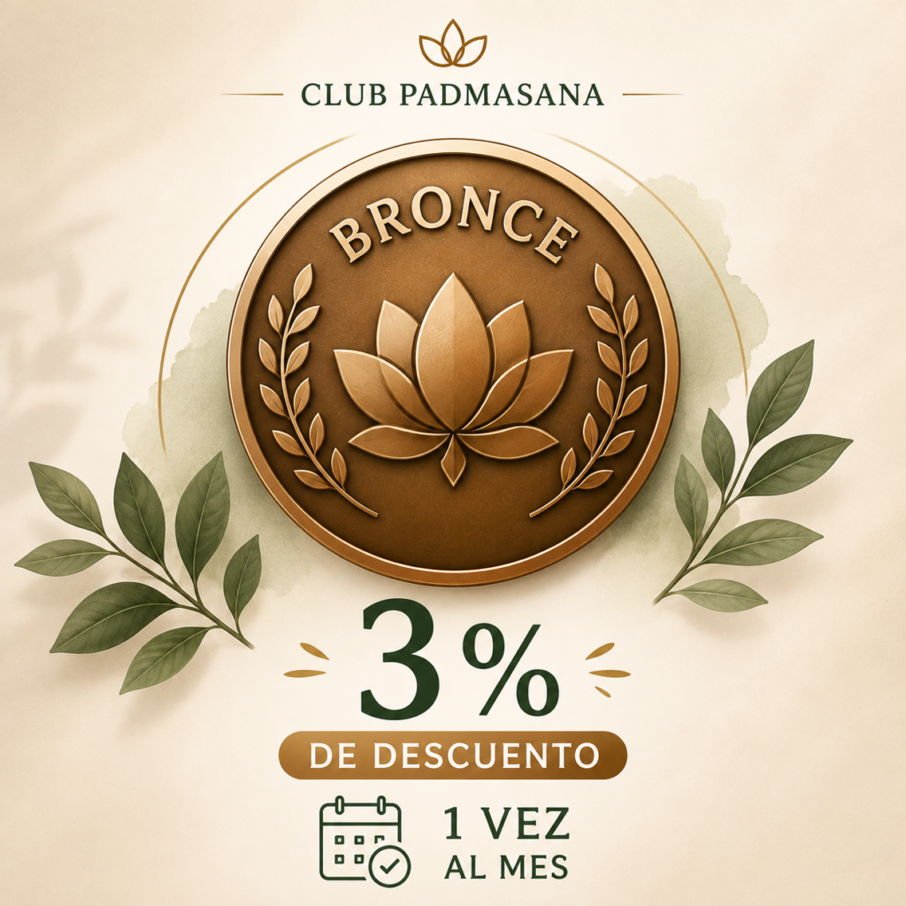 Insignia del Nivel Bronce del Club Padmasana con un 3 % de descuento para quienes mantienen una frecuencia de una sesión al mes.