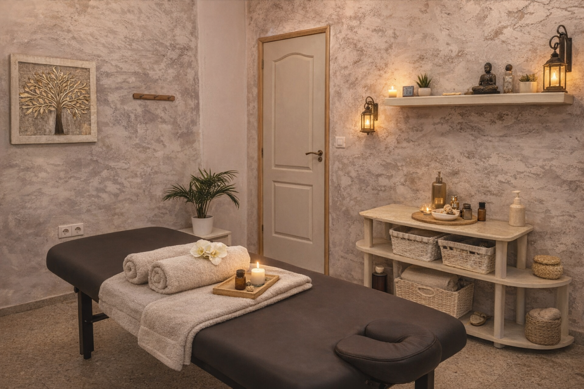 Cabina terapéutica profesional de Padmasana en Santa Cruz de Tenerife disponible para alquiler por terapeutas independientes.